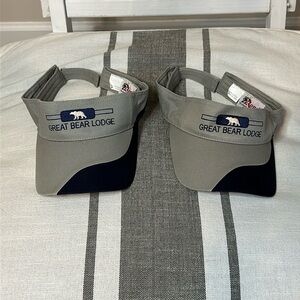 Bundle of Two Matching Great Bear Lodge Visors with Adjustable Velcro Back GUC
